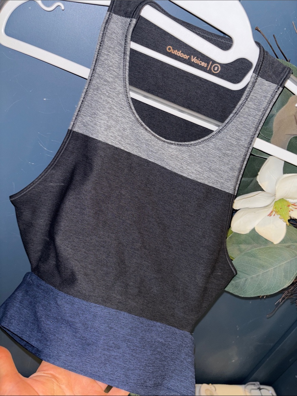 Outdoor Voices Colorblock Racerback Athletic Tank/Bra Top with Back Cutout